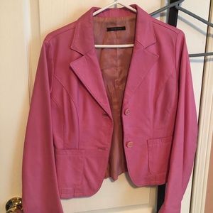 Pink genuine leather jacket never been worn!